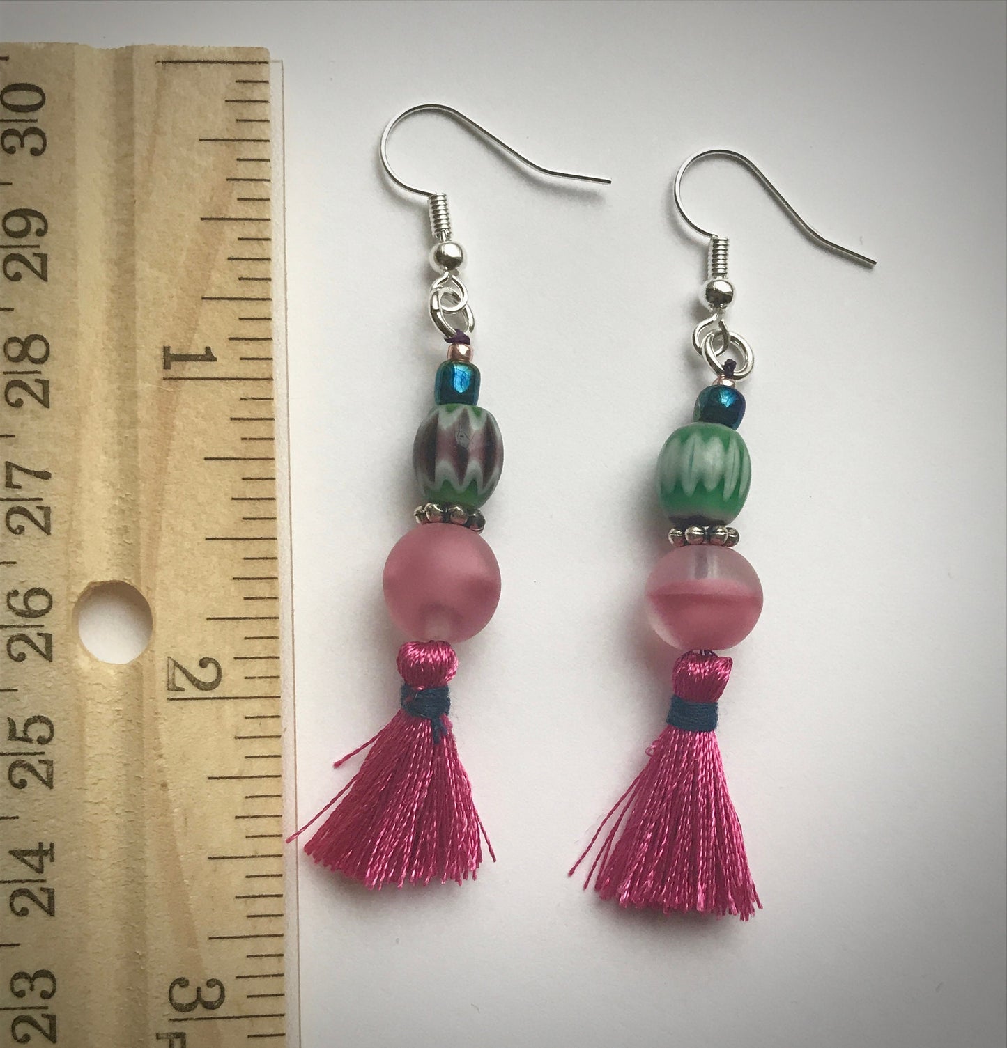My unique, one-of-a-kind handmade by me - FUN, Bohemian style tassel beaded drop earrings