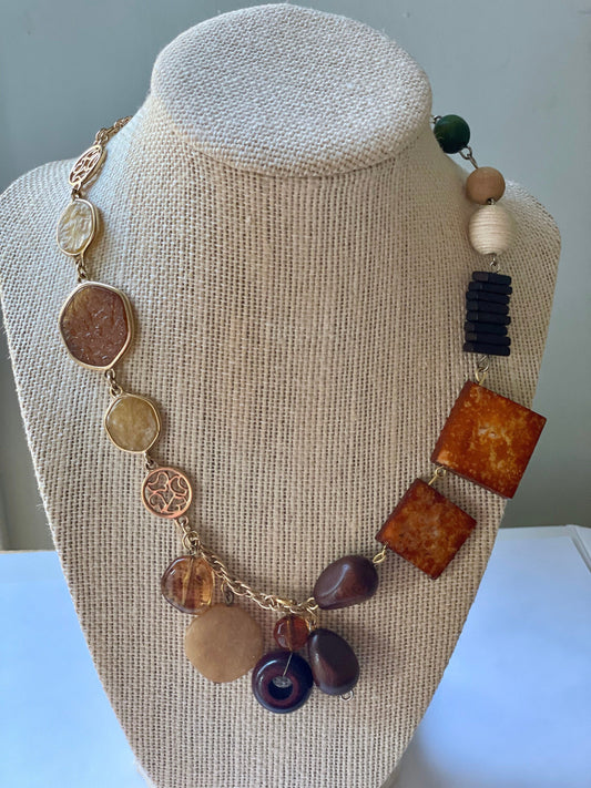 Unique, one-of-a-kind artisan mixed material necklace