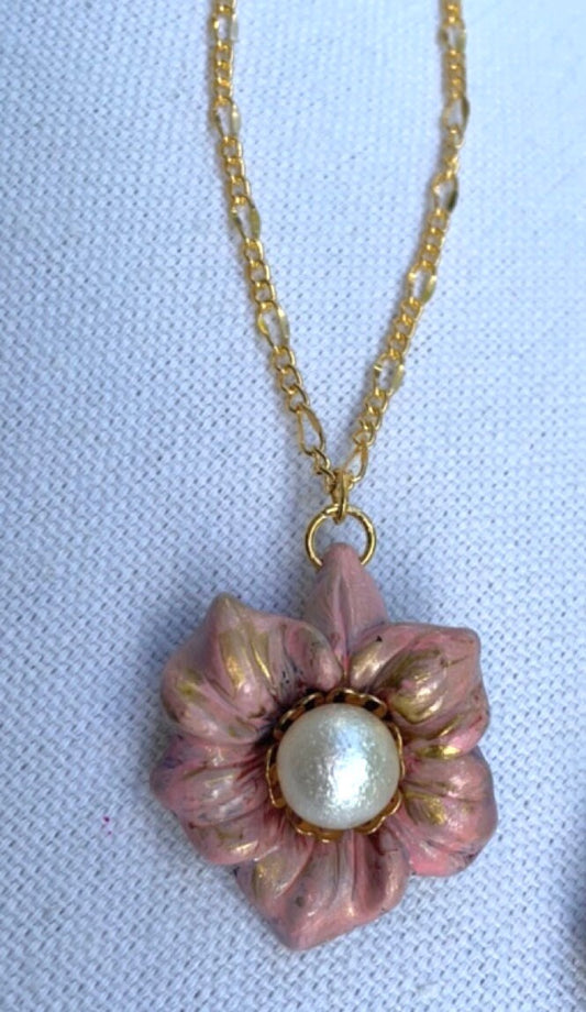 Your choice of handmade faux pearl flower necklace