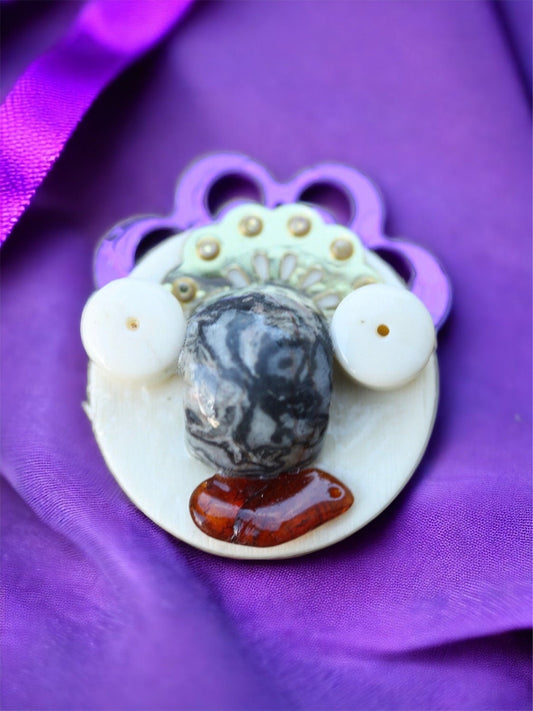 Meet "Mr. Koala" - Assemblage art / mixed media collage - little flying insect magnet, lapel pin or necklace pendant