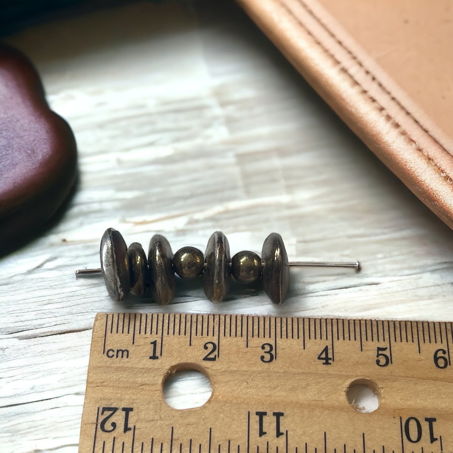Silver metallic vintage chip and round beads