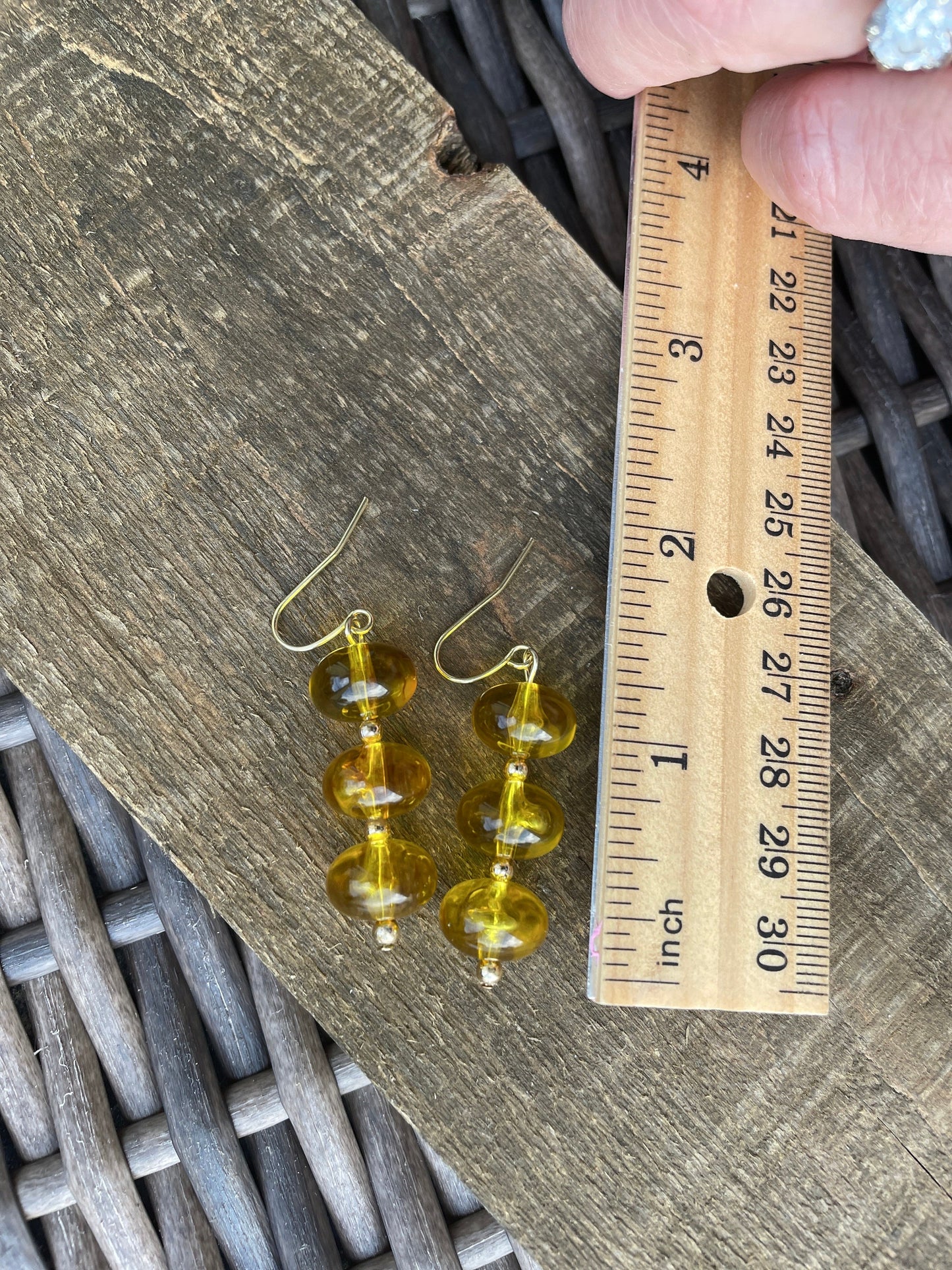 Yellow dangle sphere earrings