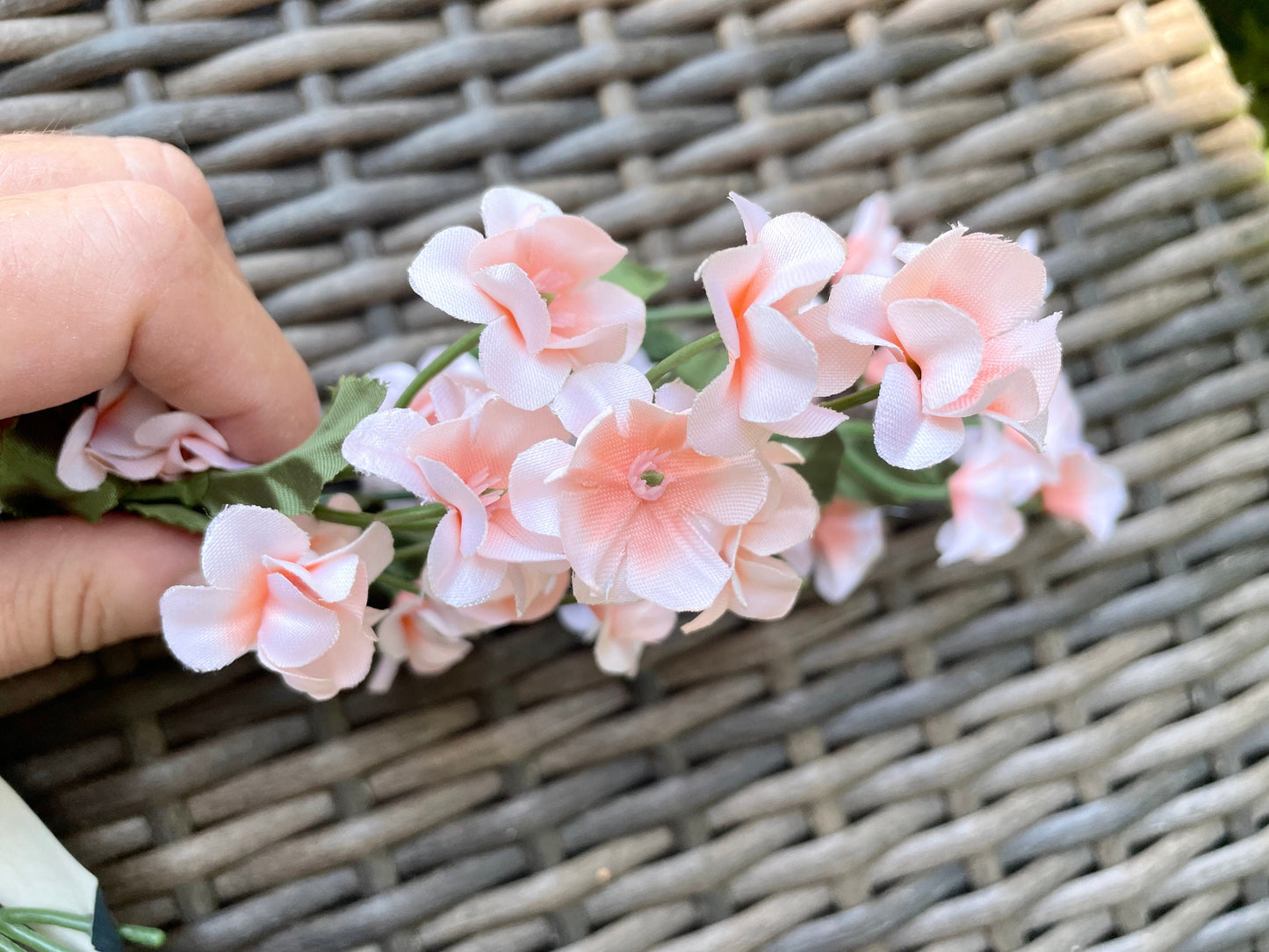 Vintage stems of stunning silk peachy pink faux flowers