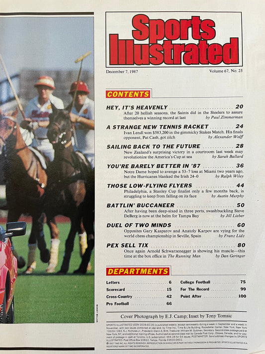 Sports Illustrated Magazine complete issue - December 7, 1987 - Arnold Schwarzenegger
