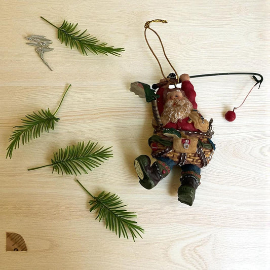 Santa fishing - Christmas ornament