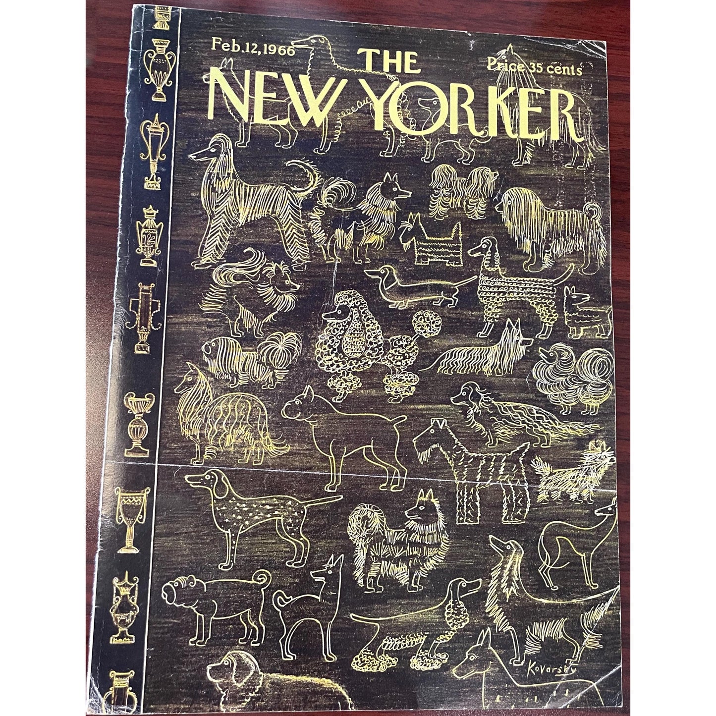 NEW YORKER Magazine cover - February 12, 1966 - DOGS, puppies