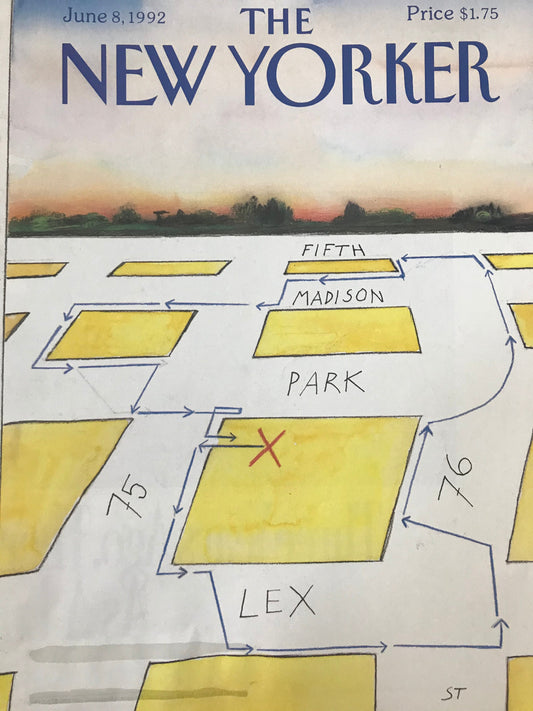 The NEW YORKER Magazine very rare original cover only - June 8, 1992 - map of New York City