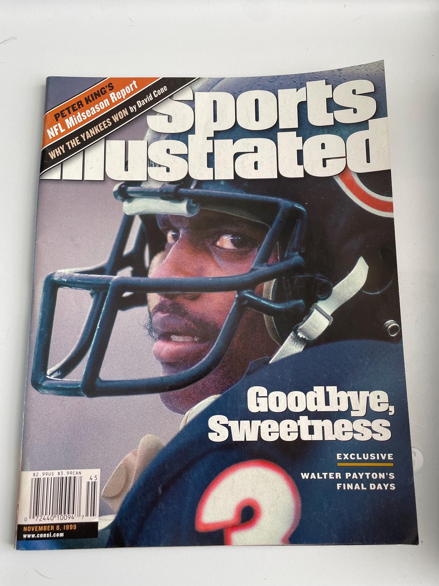 Sports Illustrated Magazine - Goodbye Sweetness WALTER PAYTON November 8, 1999 - complete original magazine