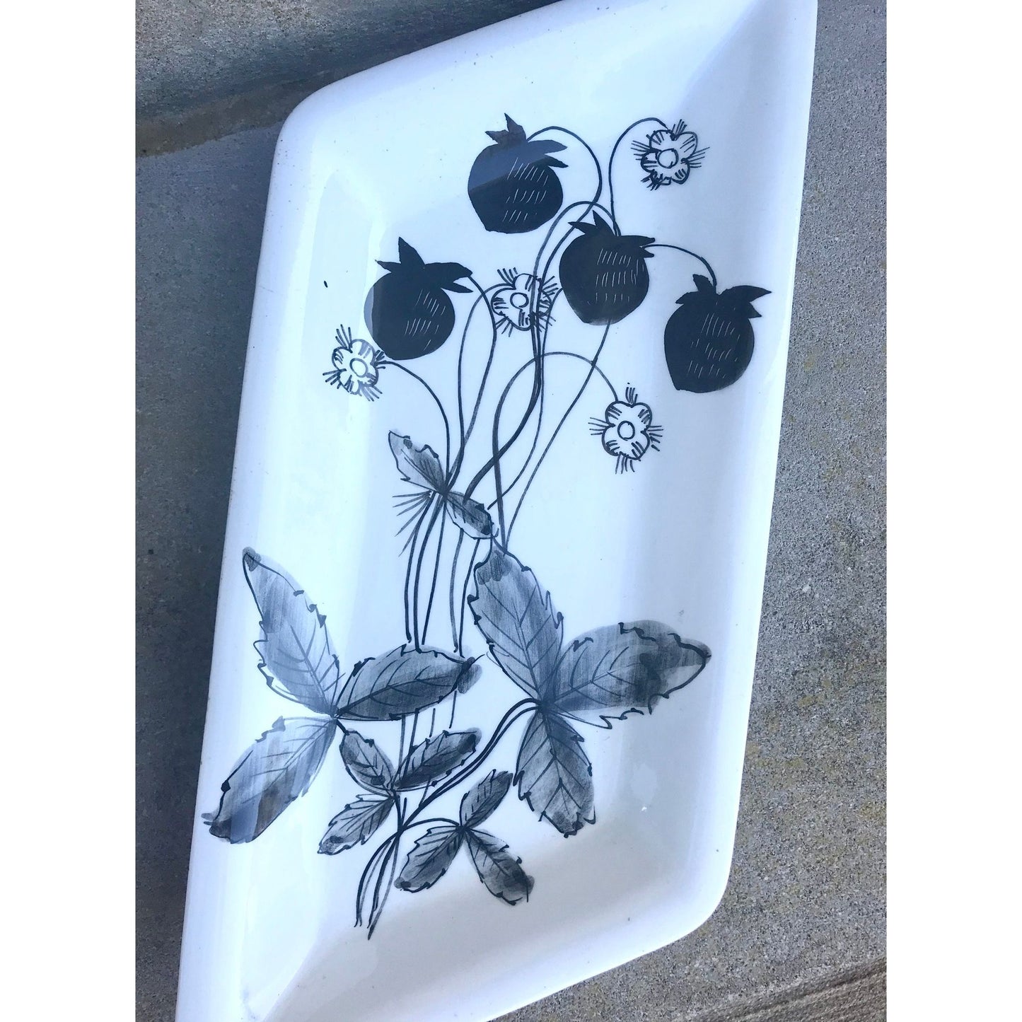 5-piece set of uniquely shaped black and white dishes - numbered and signed "Made in Italy" - needs a little TLC