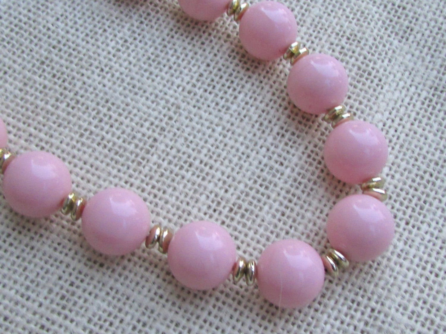 Light pale powdery pink vintage beaded necklace
