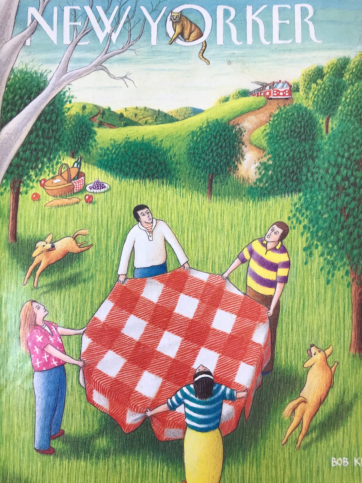 August 31, 1992 - The NEW YORKER Magazine original cover - rescuing a cat in a tree