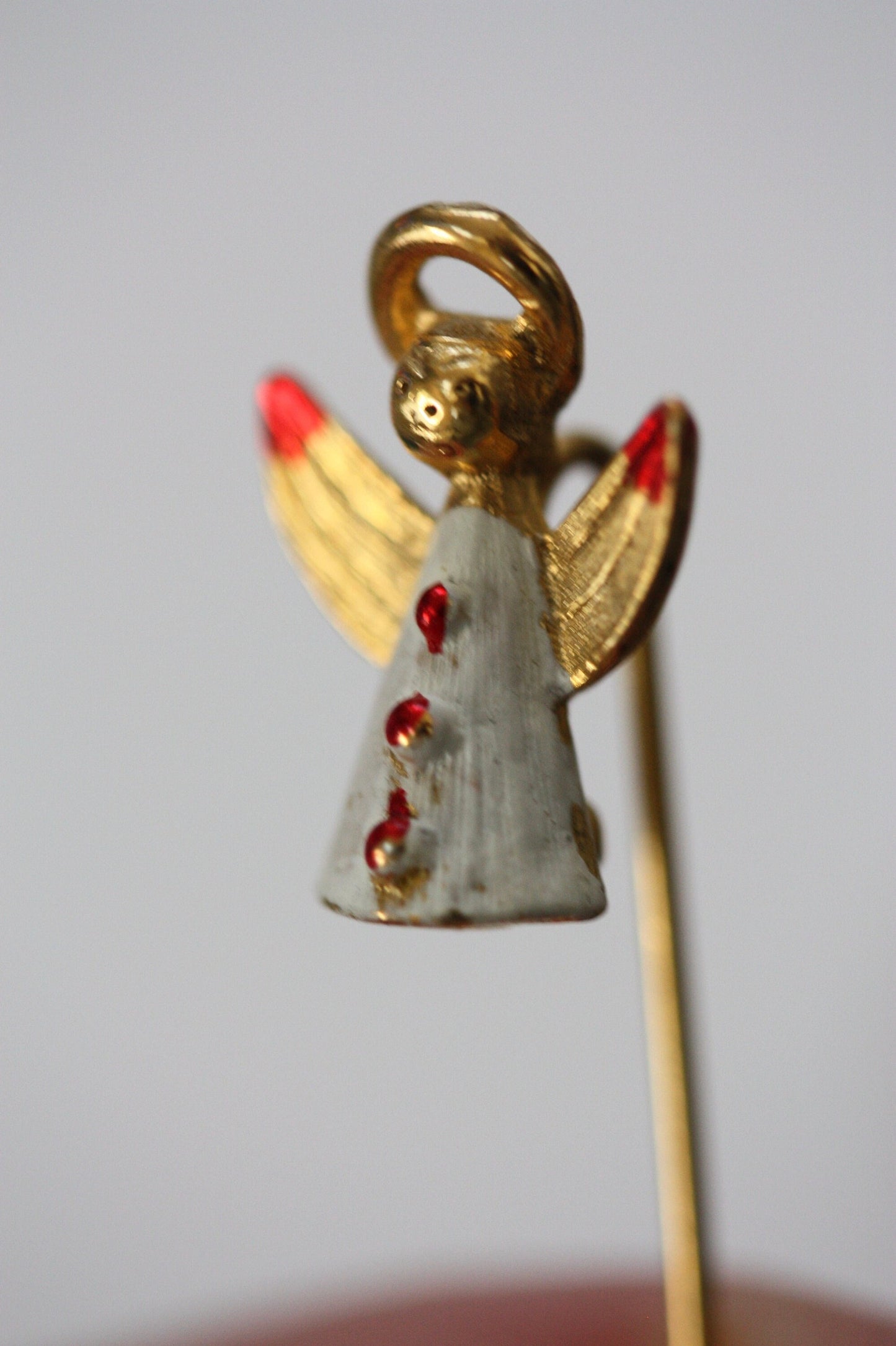 Tiny little angel vintage enamel stick pin - Christmas pin