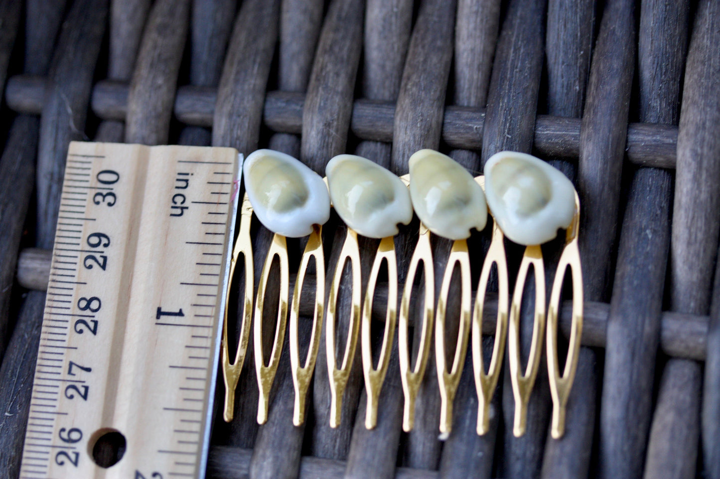 Stunning cowrie shell hair comb