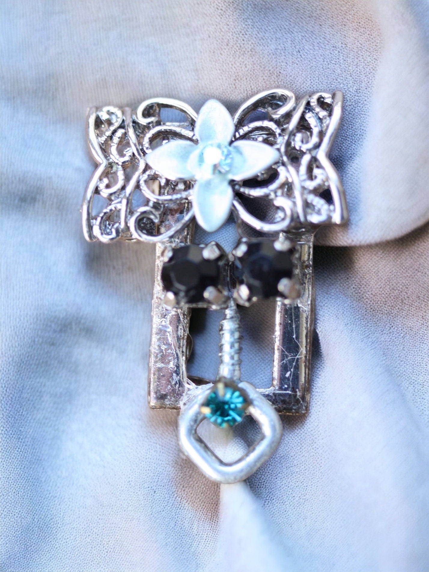 Meet "Lucy" - Assemblage art / mixed media collage - little flying insect magnet, lapel pin or necklace pendant