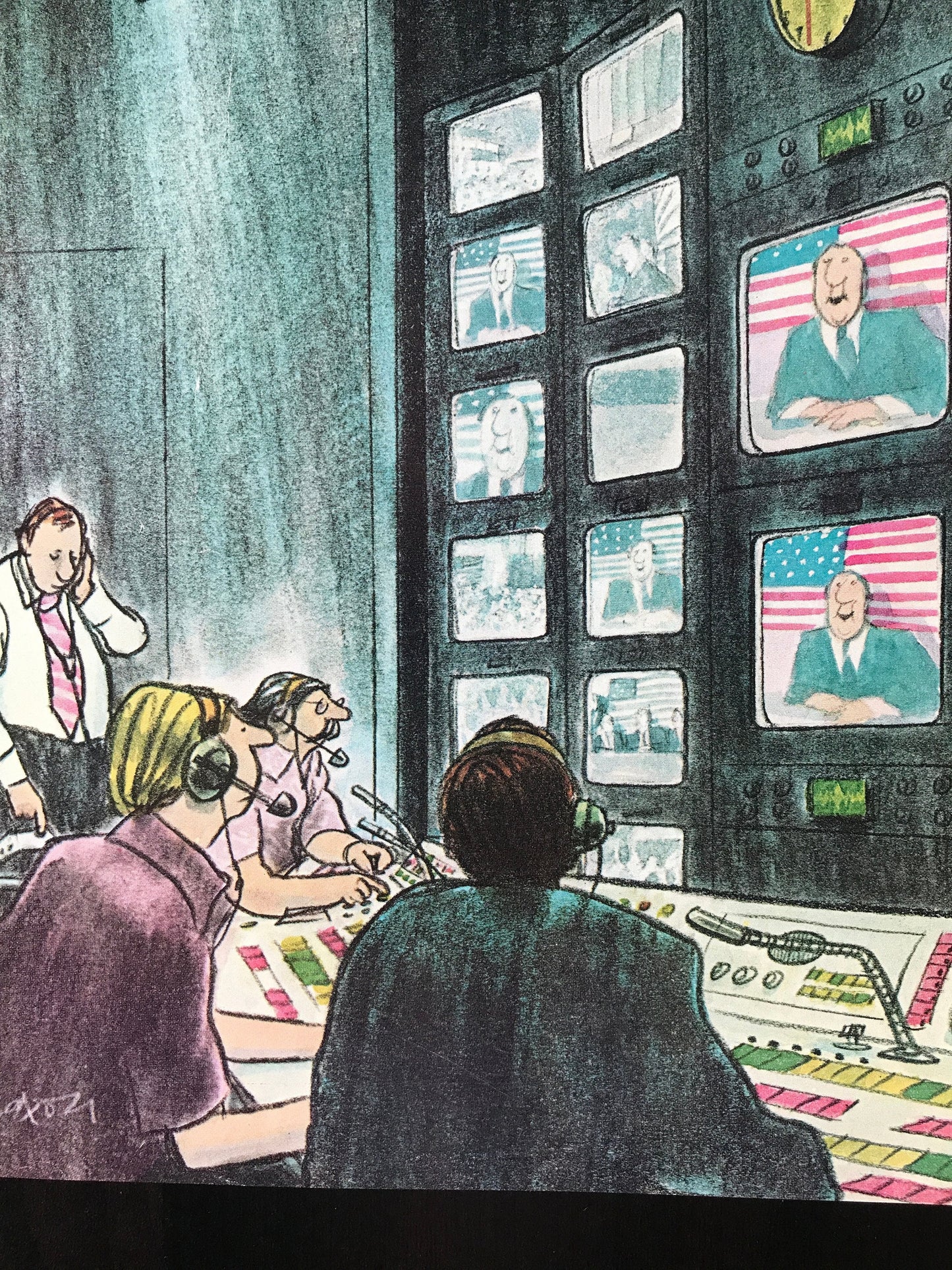July 19, 1976 - The NEW YORKER Magazine charming original cover - Artist: Charles Saxon - television election