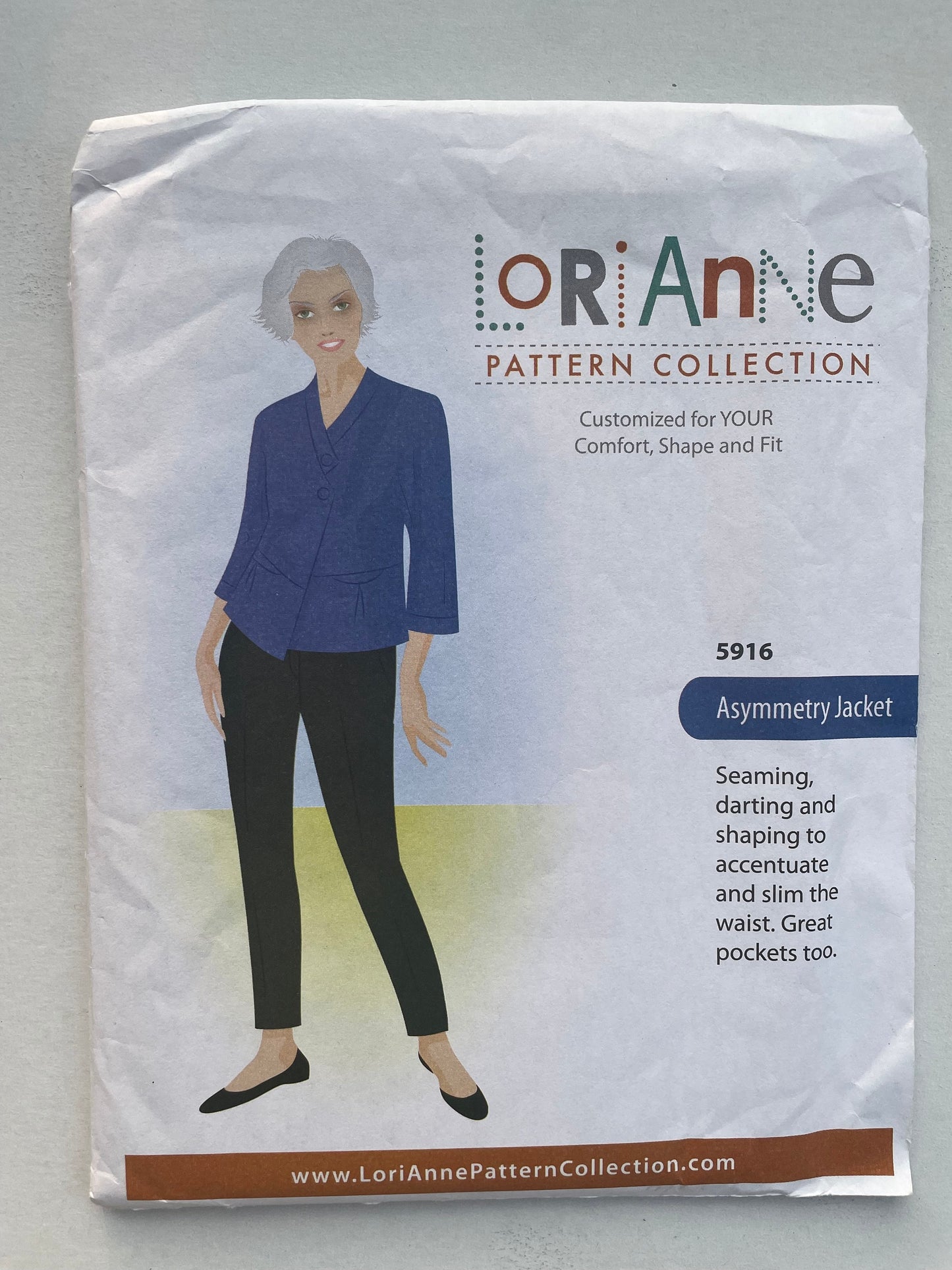 UNCUT Sewing Pattern - LoriAnne Patterns 5916. Asymmetry Jacket. All Sizes