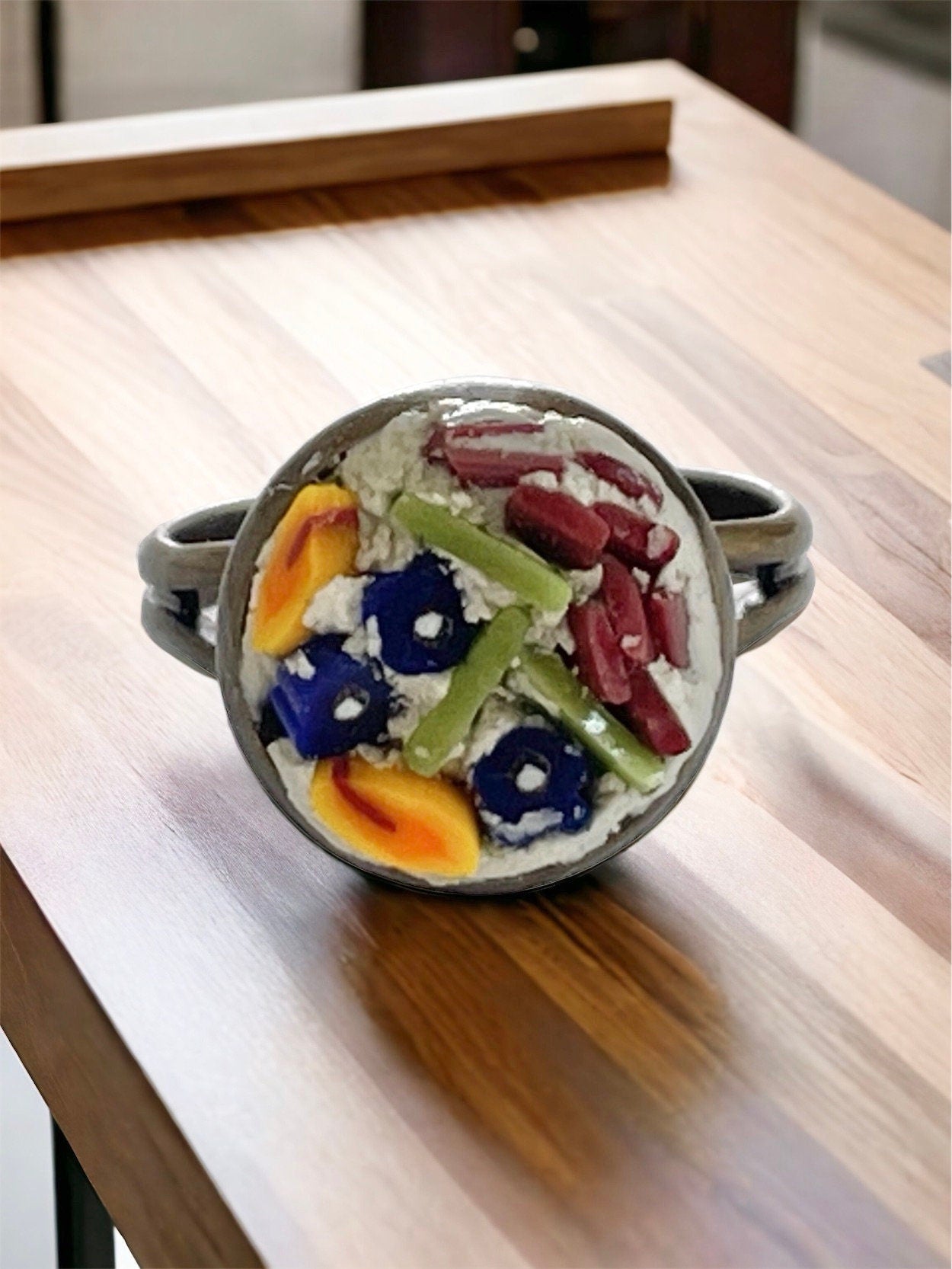 Handmade micro mosaic adjustable ring - Italian inspired - hand cut glass with millefiori flowers