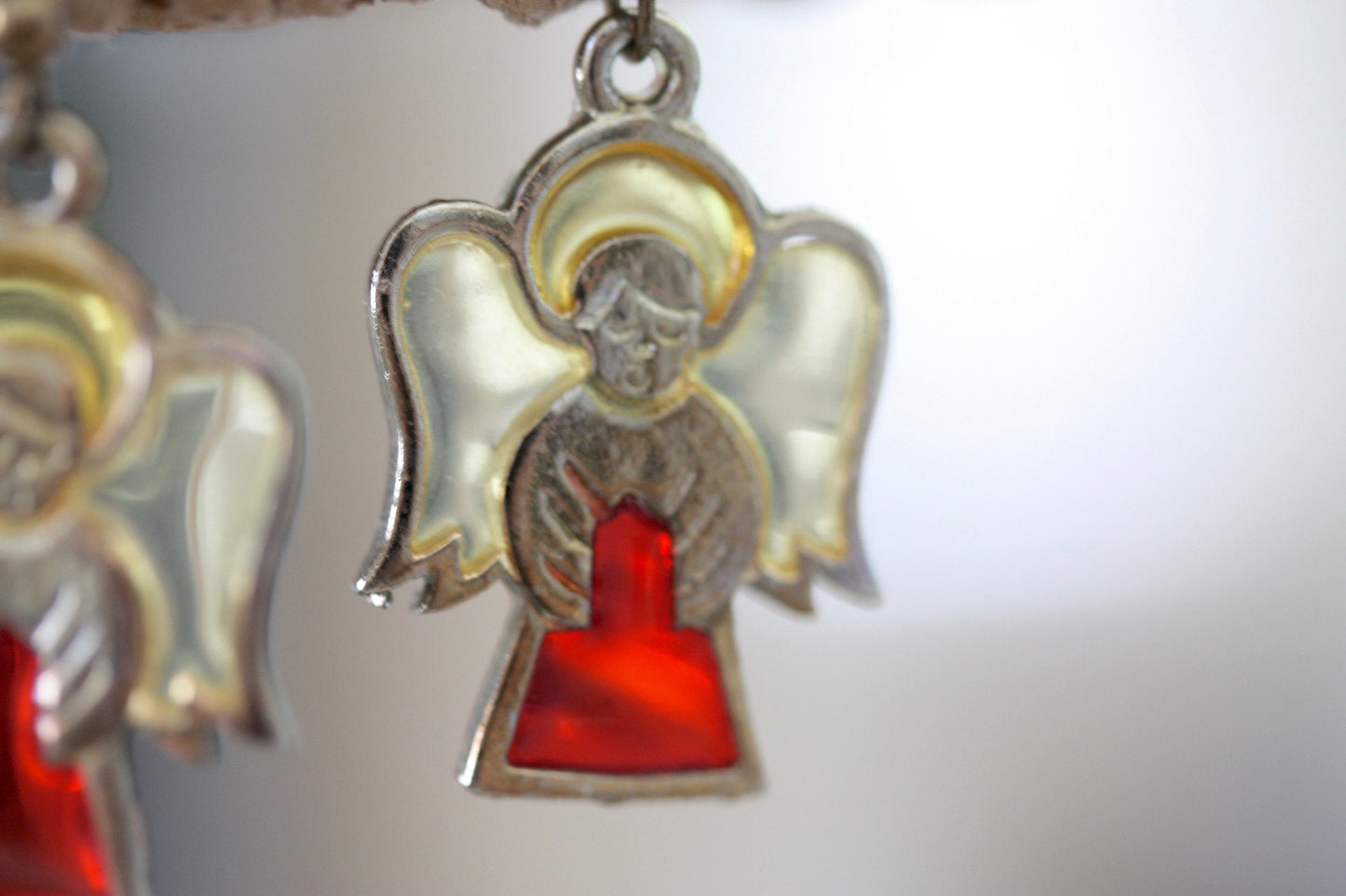 Stunning vintage stained glass angel earrings
