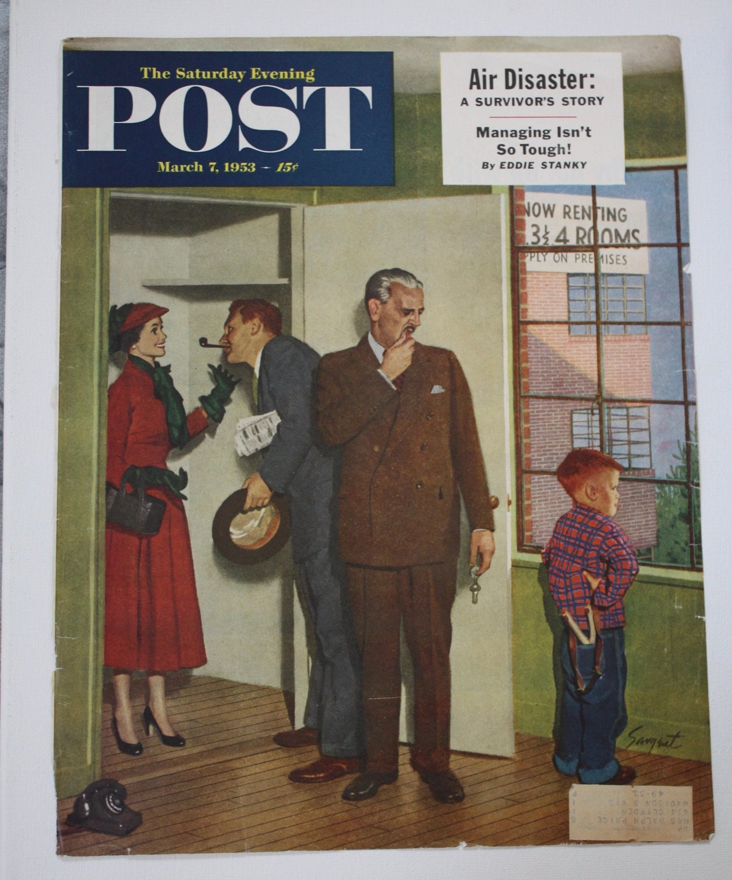 RARE - Saturday Evening Post - Original Cover - March 7, 1953