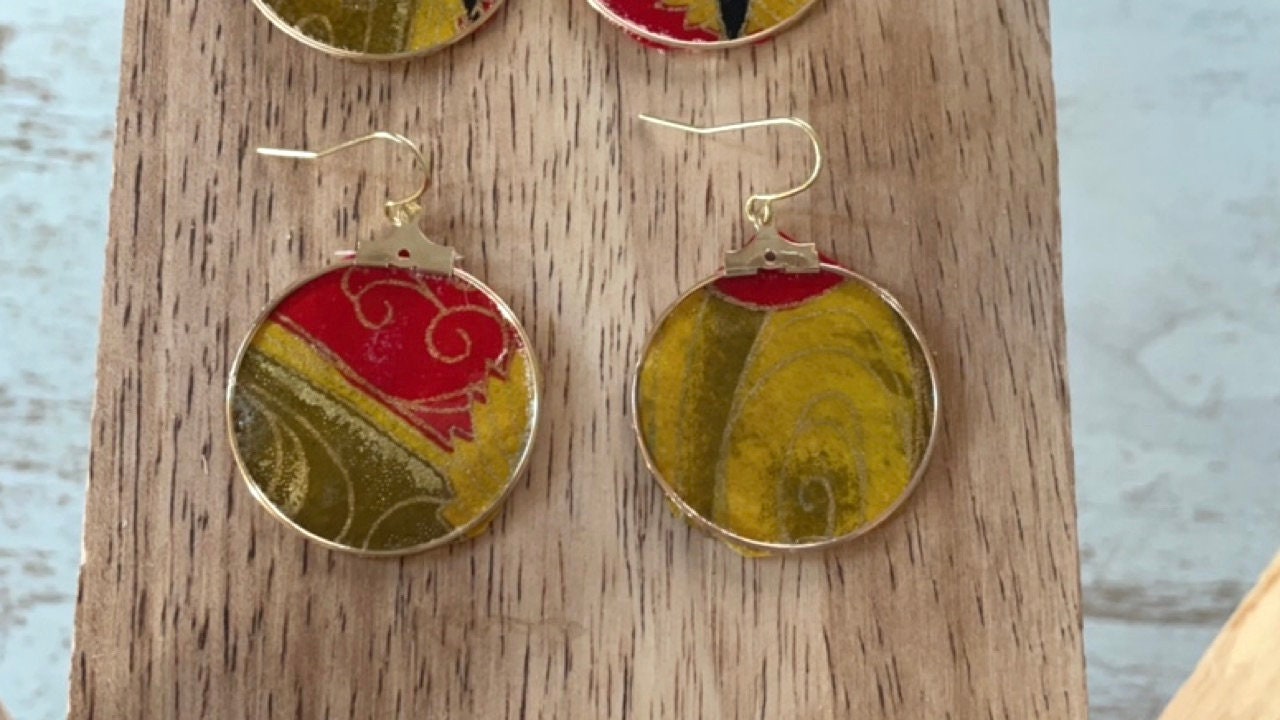 Your choice of handmade paper and metal lightweight dangle earrings