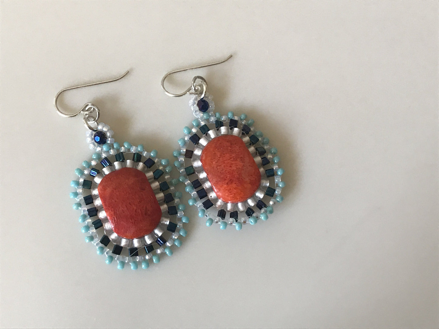 Handmade crystal and beadwork earrings