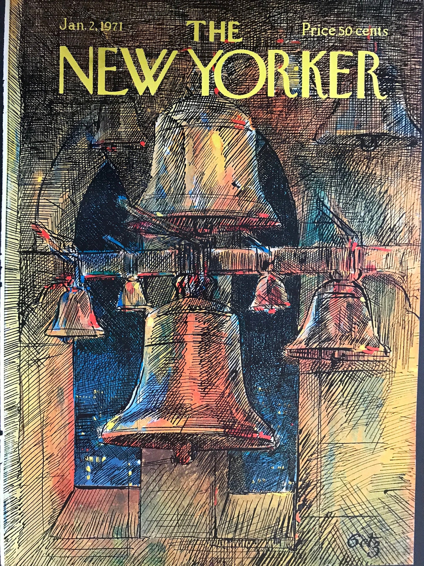 January 2, 1971- The NEW YORKER Magazine original cover - Liberty Bell, America