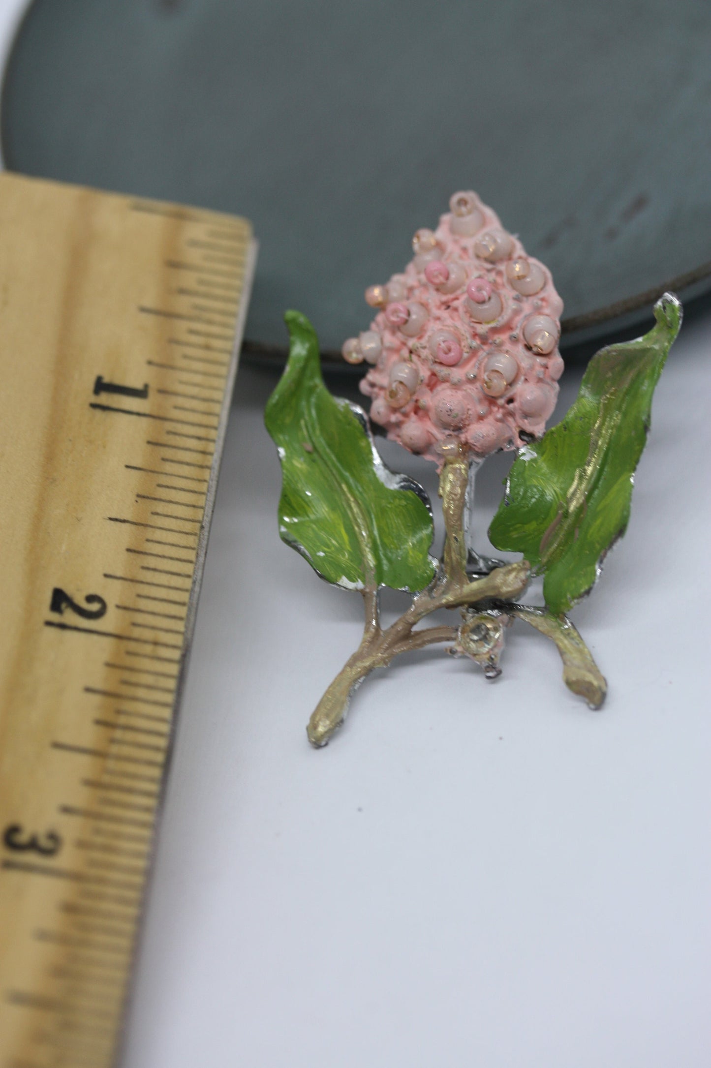 Revised, Modernized, large upcycled handpainted pin with intricate handmade beadwork