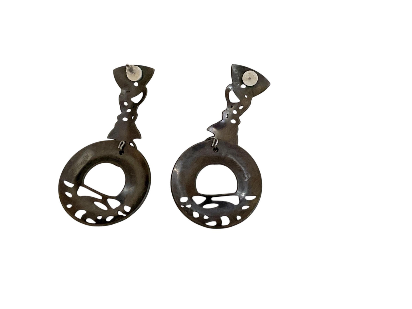 Vintage Berebi Earrings – Bold Art Deco Enamel Dangle Orange Black Statement Jewelry