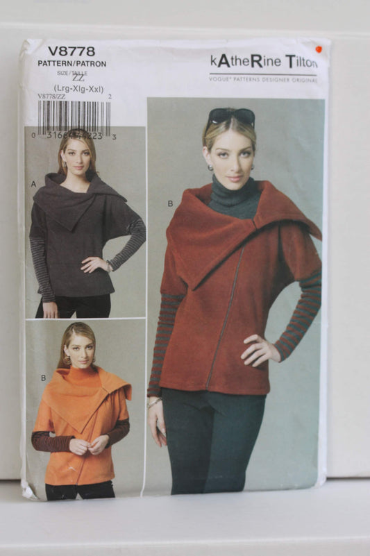 UNCUT Sewing Pattern - Sz Lg/XLg/XXLg - Vogue Jacket Pattern v8778 by KATHERINE TILTON - Misses' Asymmetrical Top and Jacket -Vogue Designer