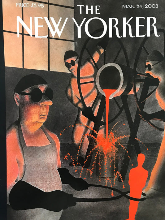 March 24, 2003 - The NEW YORKER Magazine original cover - Oscars, Academy Awards, metal workers