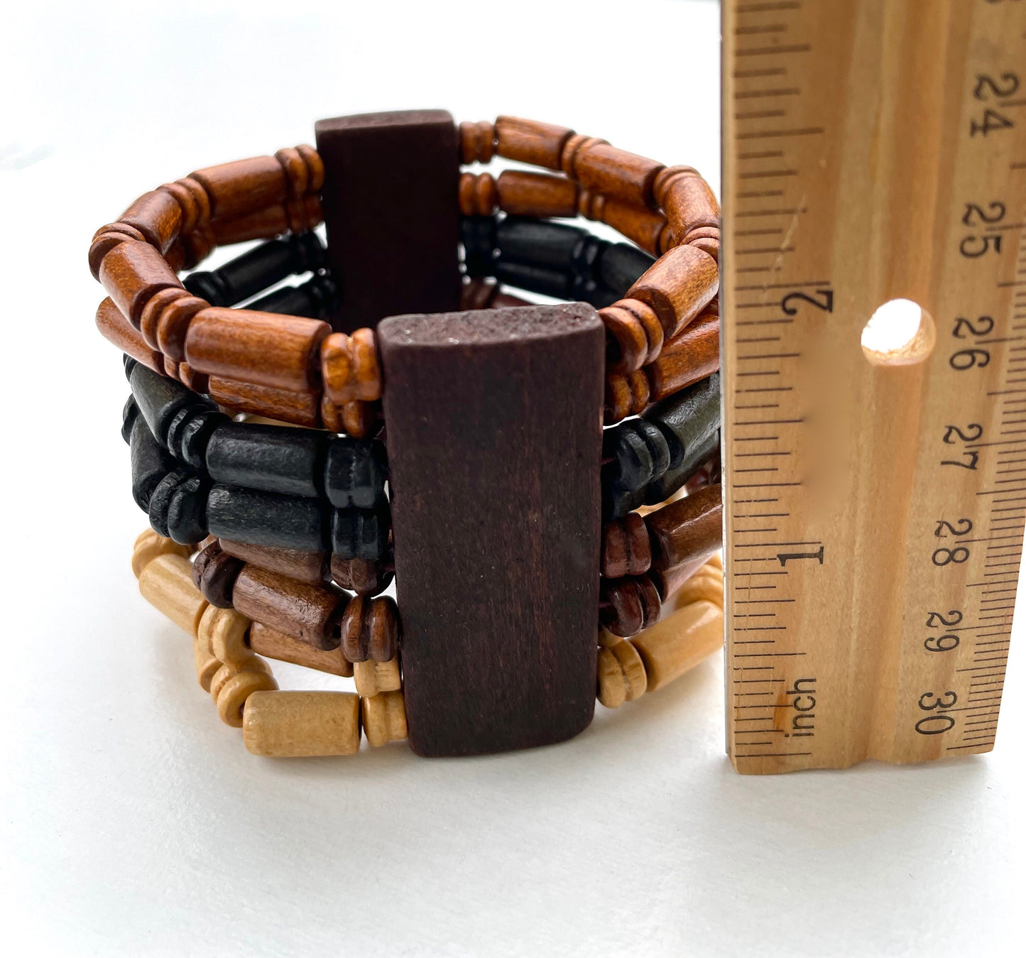 Very unique MCM style all wood wide vintage bracelet