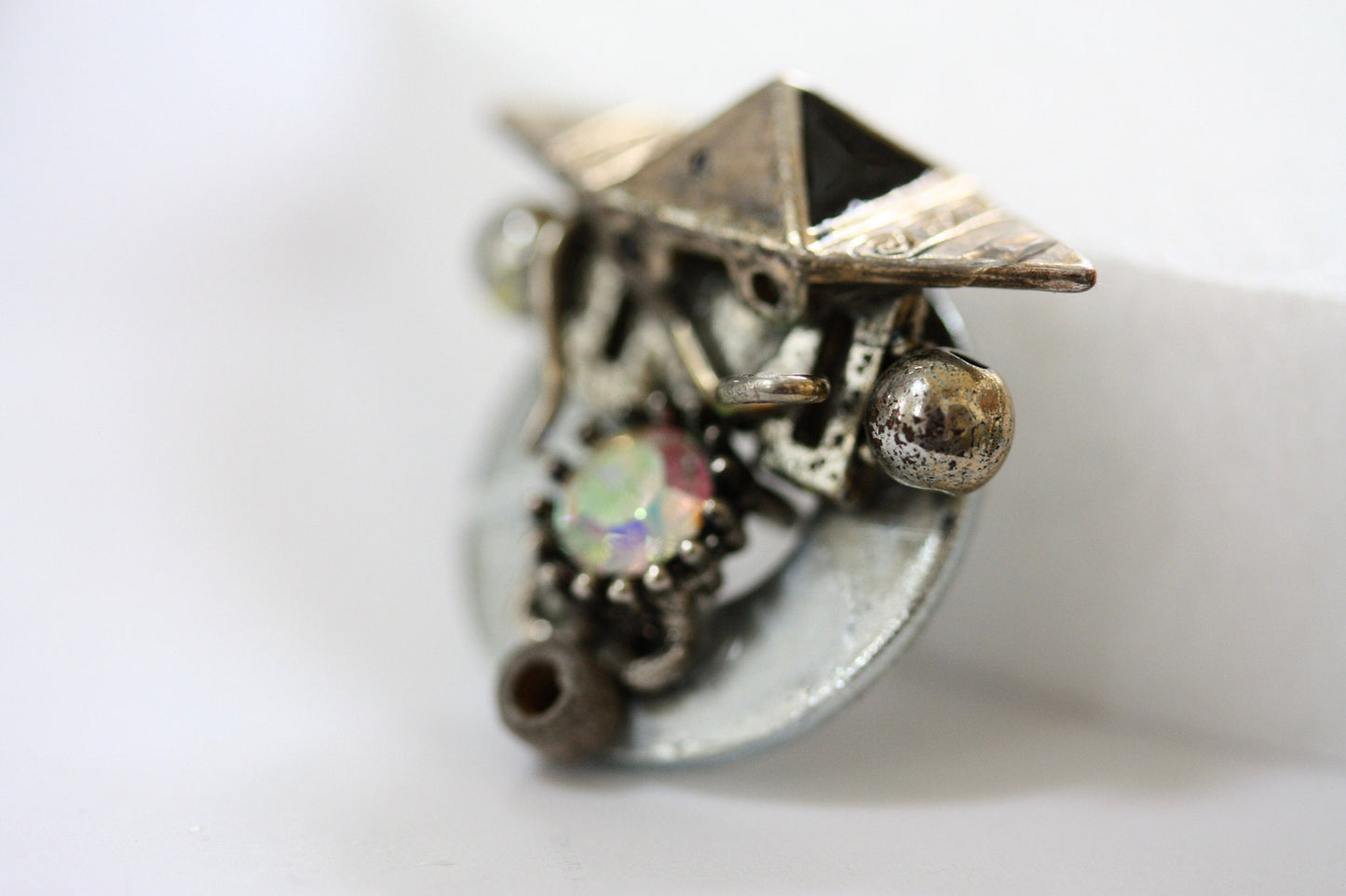 Handmade, one-of-a-kind assemblage art - refrigerator magnet