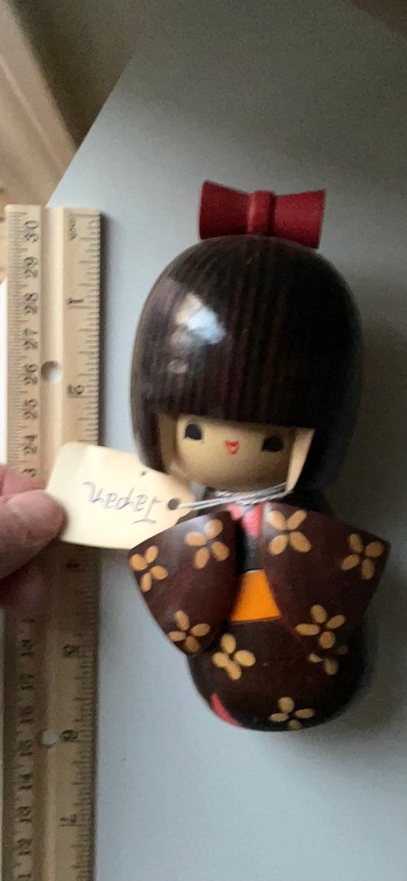 Vintage handmade signed wooden Japanese Kokeshi doll