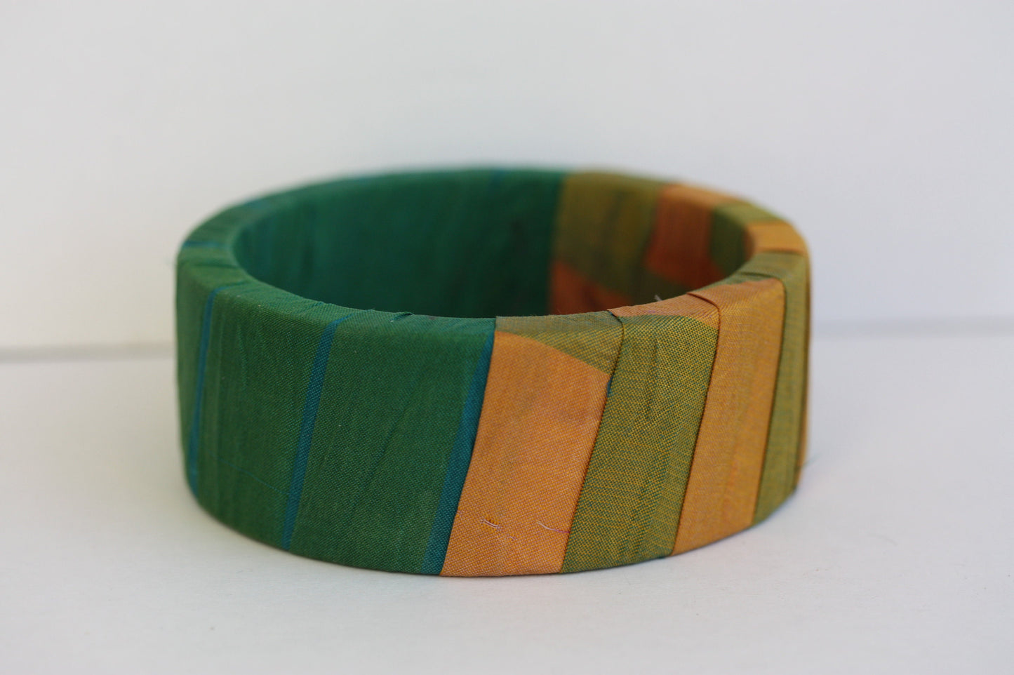 Stunning vintage fabric covered bangle bracelet