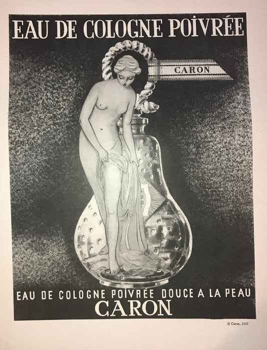 Original 1950's vintage ad cut from original New Yorker magazine- eau de cologne, caron