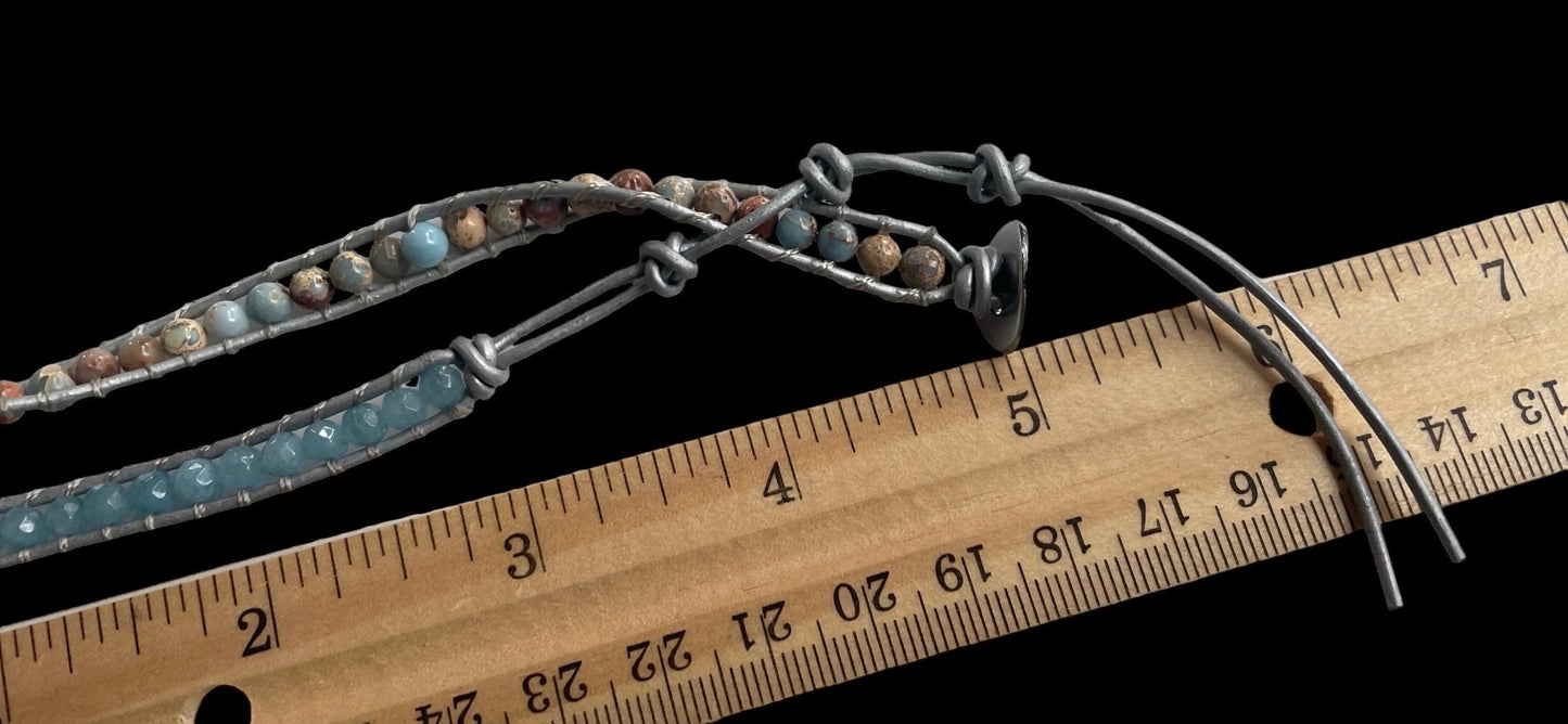 Stunning Vintage Beadwork Necklace with Semi-Precious Stone Inlaid Center – Handmade Boho Jewelry