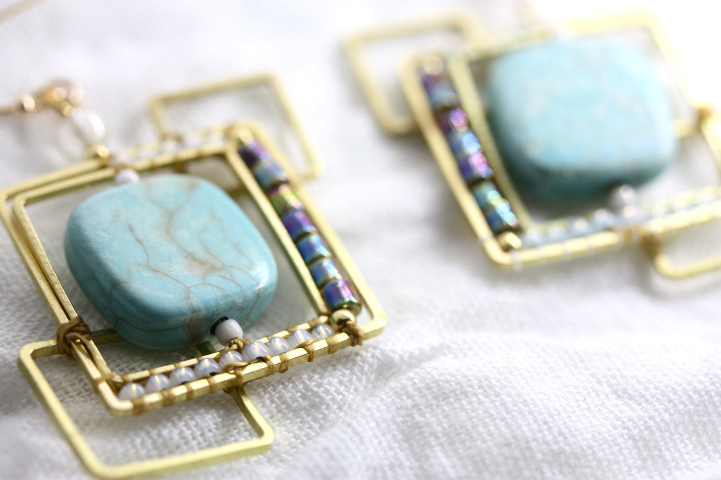Uniquely modern art handmade beadwork earrings - part of my original "Shapes" series