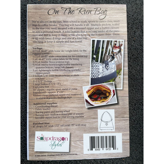 Bag Sewing Pattern - Printed On The Run Bag by Snapdragon Studios | Vintage DIY Handbag Design