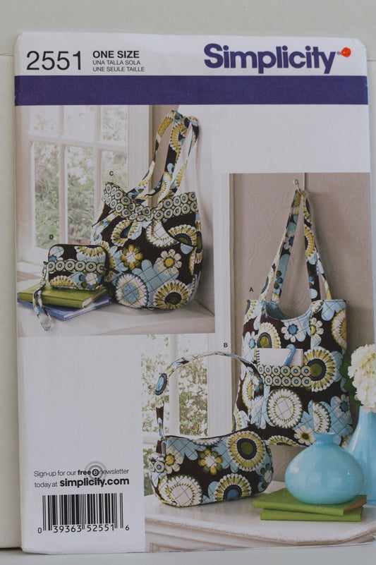 UNCUT Sewing Pattern - SIMPLICITY, 2551, Bag, Pattern, Four Styles