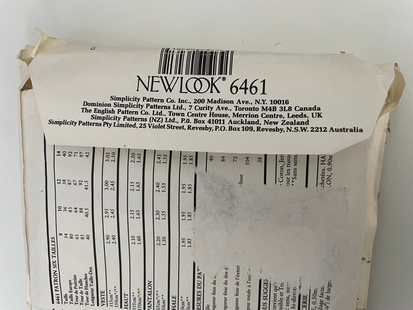 UNCUT Sewing Pattern - New Look sewing Pattern 6461 - Sizes 8 - Jacket Top Trousers Scarf 4 Stretch Knit Comfy