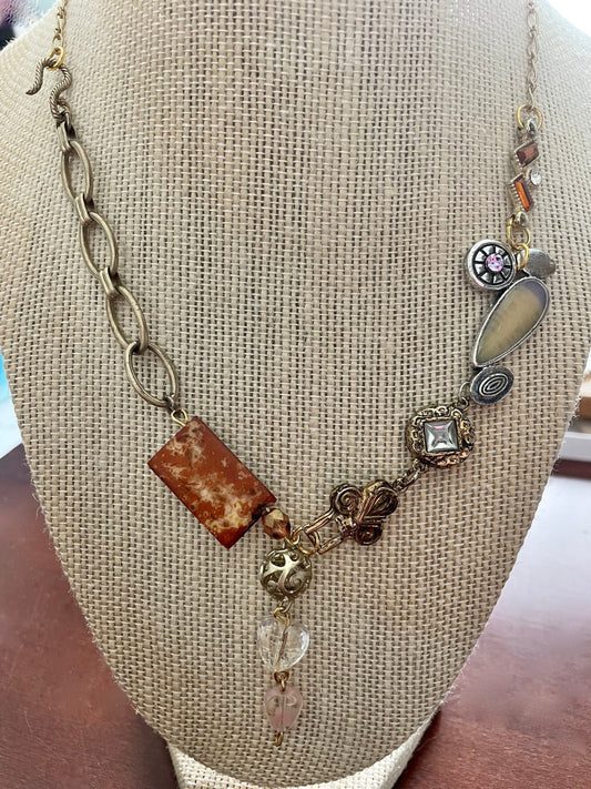 Unique, one-of-a-kind artisan mixed material necklace