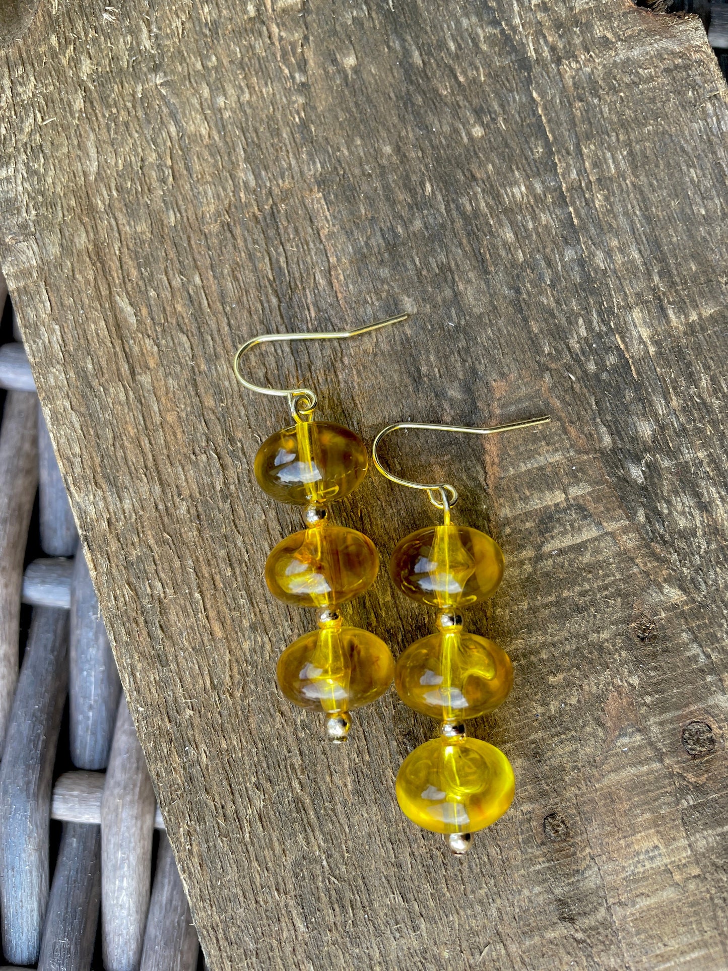 Yellow dangle sphere earrings