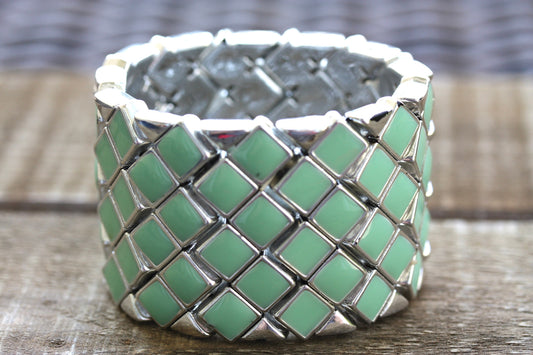 Stunning unique vintage turquoise enamel cuff bracelet