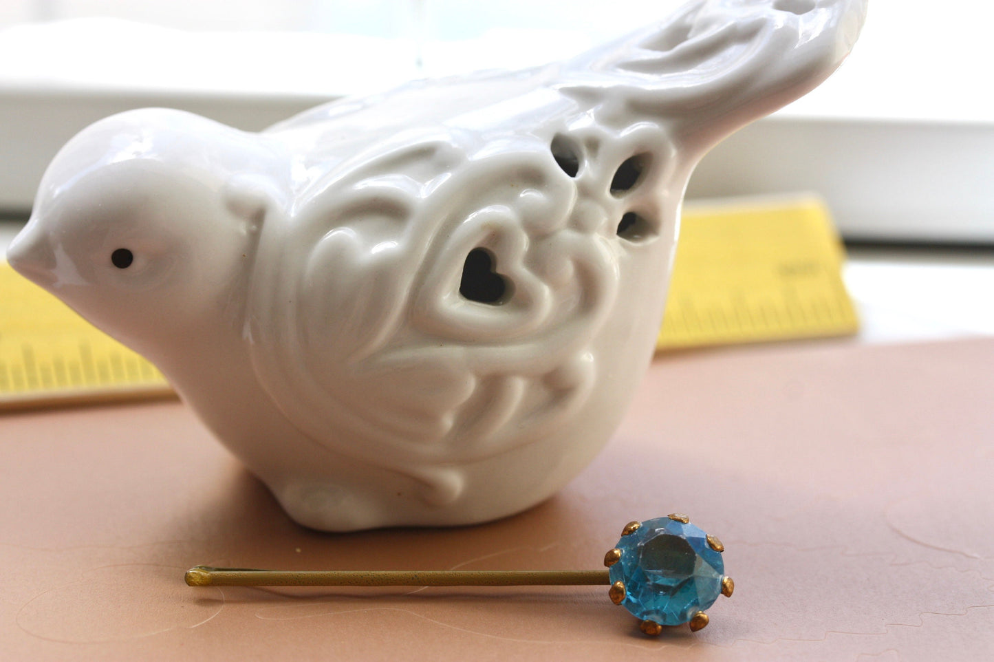 Hair pin made of upcycled stunning blue vintage rhinestone