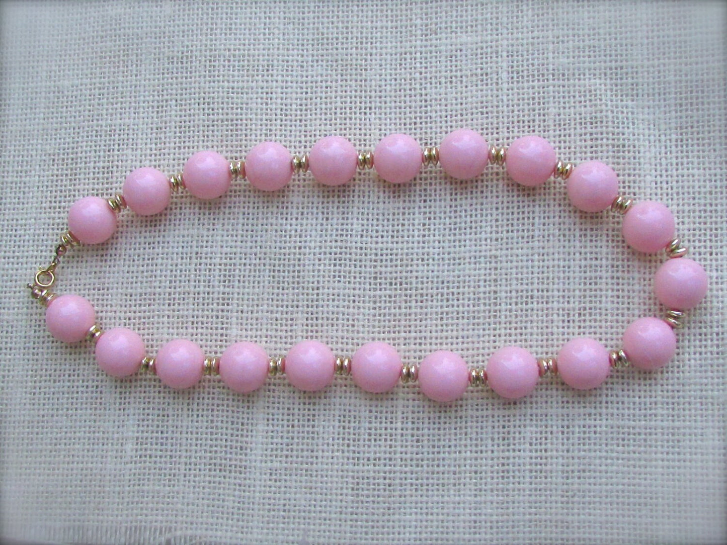 Light pale powdery pink vintage beaded necklace