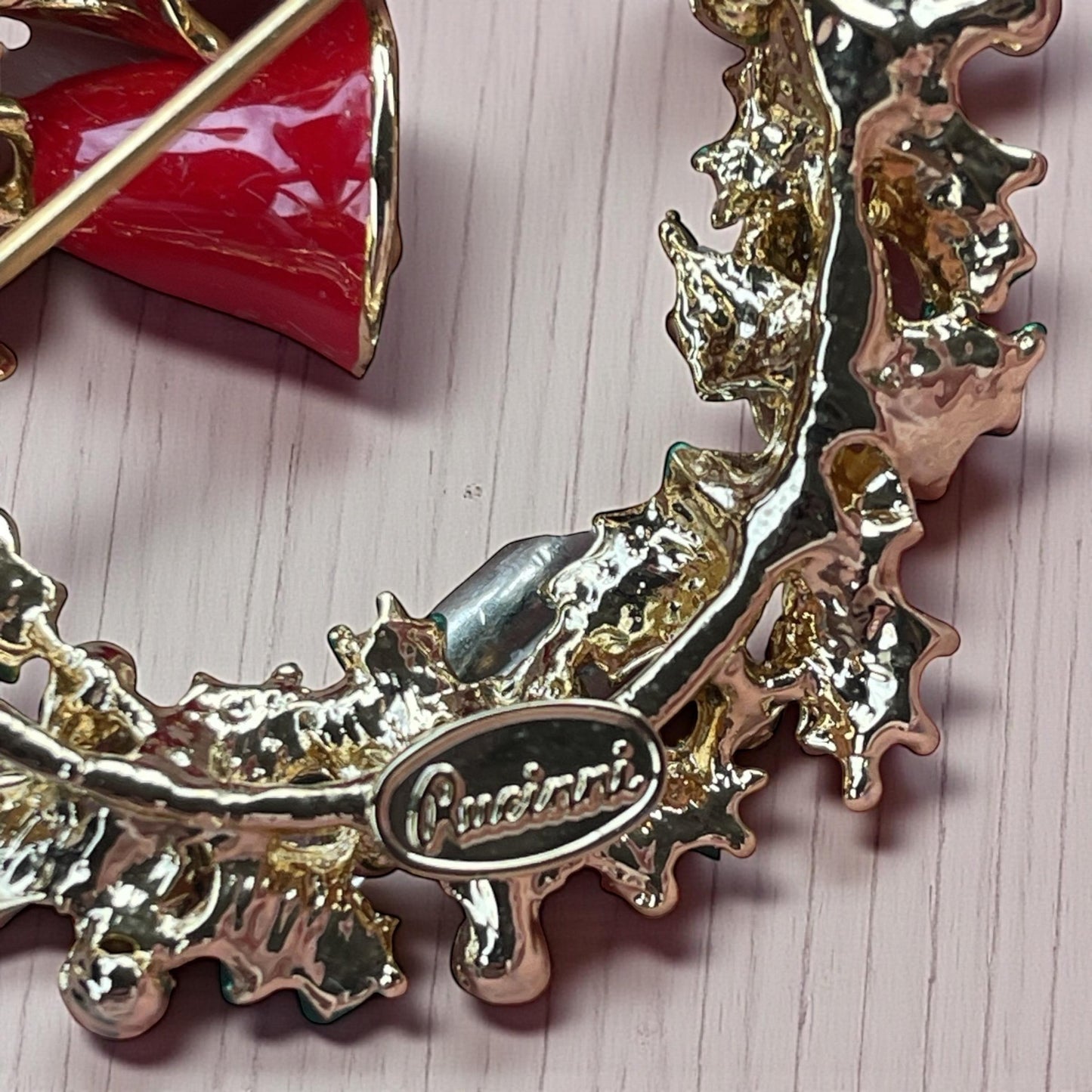 RARE Vintage Rucinni Christmas Tree Brooch Pin with Rhinestones & Enamel | Holiday Jewelry | Signed Rucinni Christmas Pin