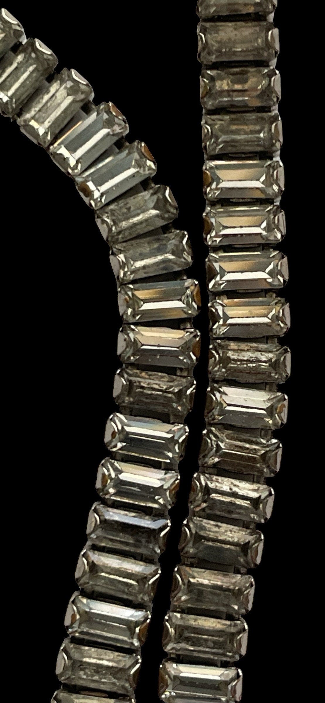 Elegant Vintage Runway Couture style all Crystal baguettes simple single strand necklace