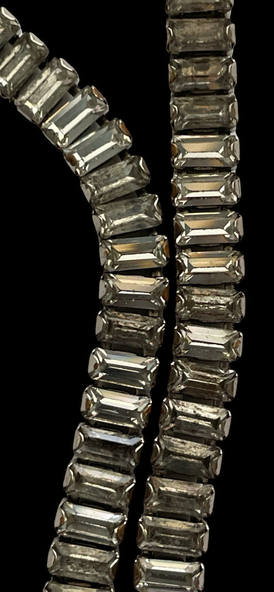Elegant Vintage Runway Couture style all Crystal baguettes simple single strand necklace