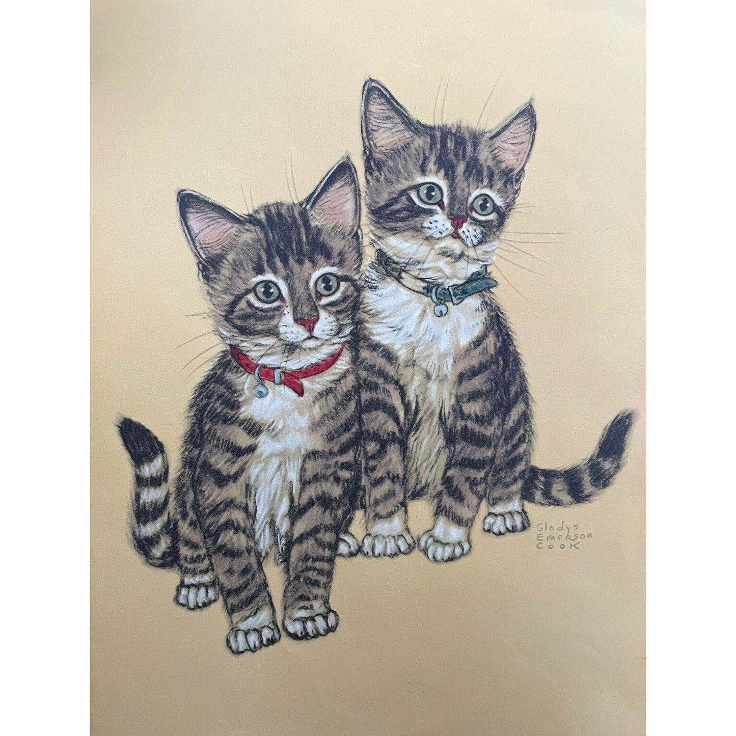 Stunning vintage MCM cat print by Gladys Emerson Cook - 1960's - ready to frame 3