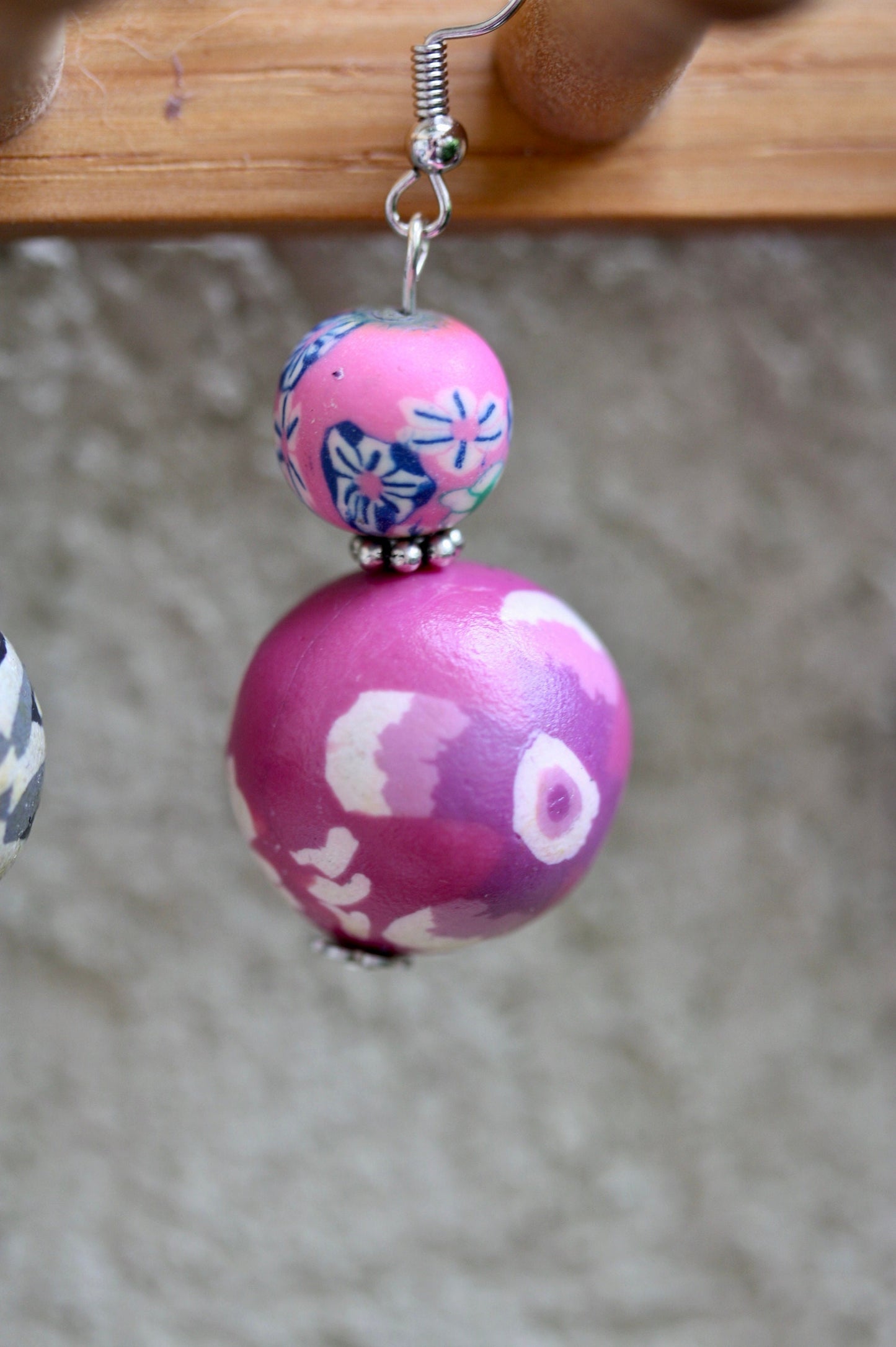 Dangle earrings hand made with vintage Polymer clay millefiori beads - mix and match to make a pair - mismatched earrings